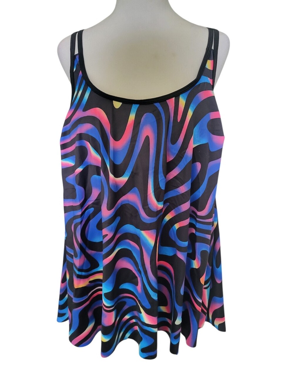 Unbranded Plus Wave-Print Swimsuit sz XXL